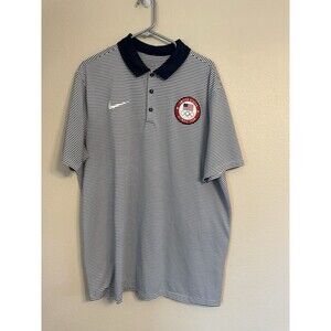 Nike Golf United States Olympic Team Striped Polo Shirt XL Short Sleeve Collared